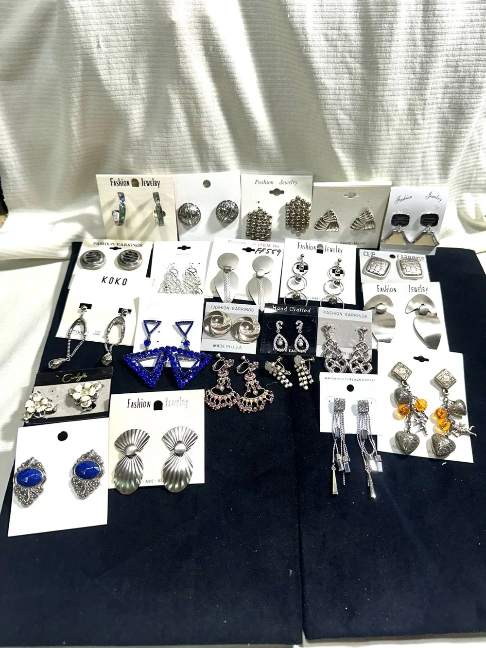 Vtg: BUNDLE of 25 Pairs of Earrings, Various Styles, Sizes , Pierced & Clip On